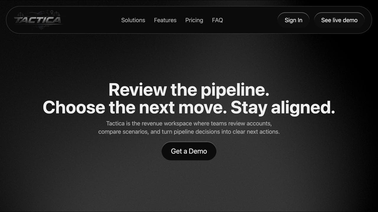Tactica — screenshot of the live site
